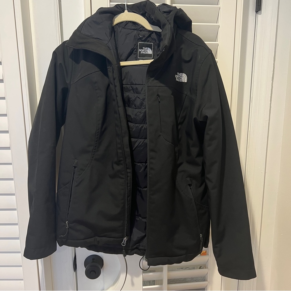 The North Face insulated black jacket with removable hood size Medium